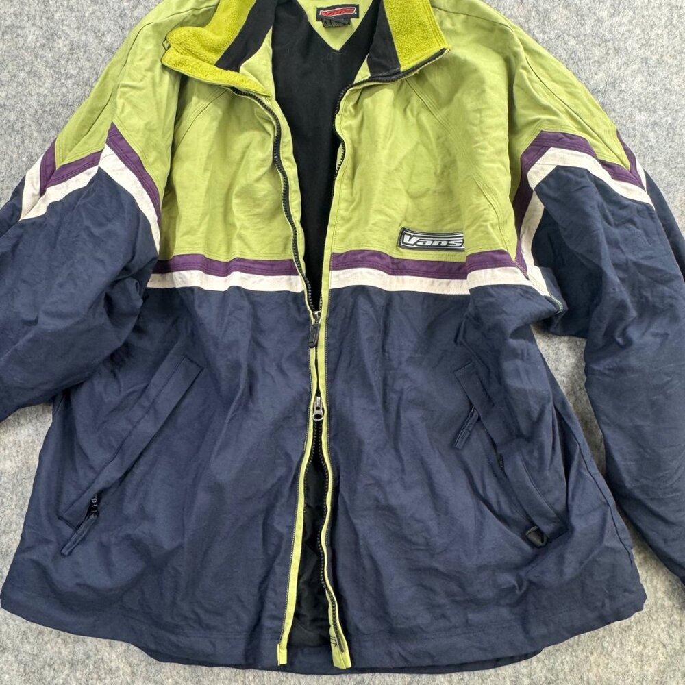 Vintage Vans Mens Snowboard Jacket XL Lime Navy 90s Colorblock - Picture 11 of 11
